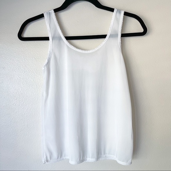 Butterfly Lace White See Through Nylon Tank - Sleep Bedtime Pajamas - Picture 3 of 5